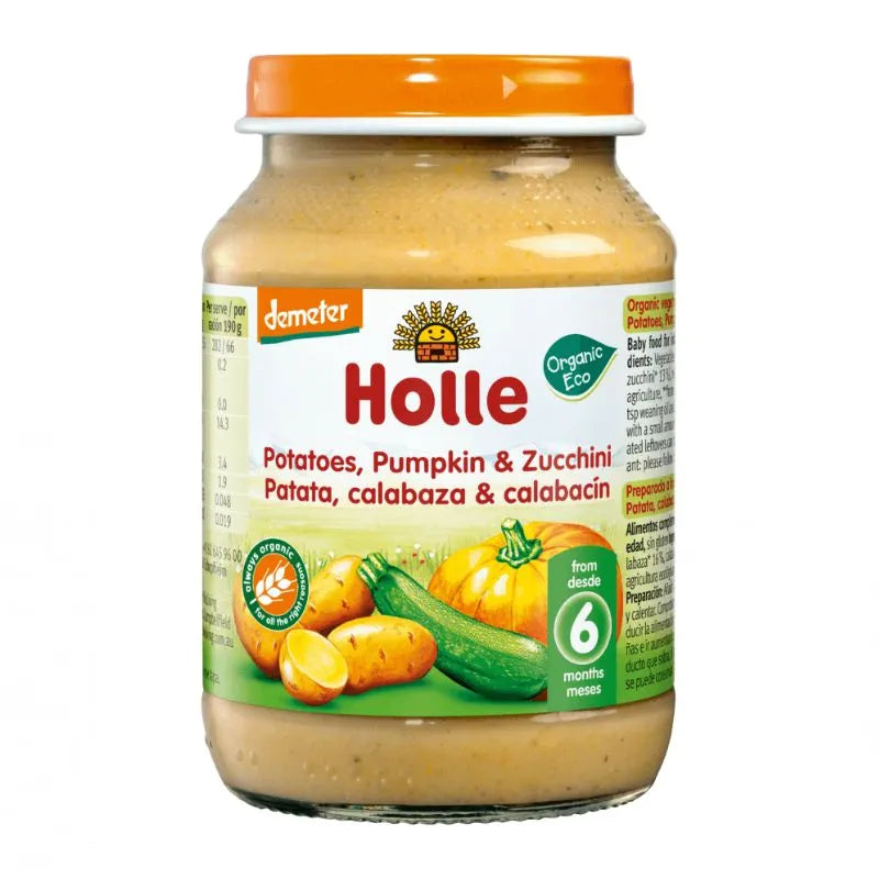 HOLLE - БИО ДЕМЕТЕР ПЮРЕ ОТ КАРТОФ, ТИКВА И ТИКВИЧКА - 190 г