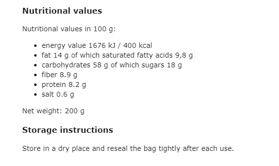 DIET FOOD - БИО ОВЕСЕНИ ЯДКИ С КОКОС И ПРЕБИОТИК - 200 г